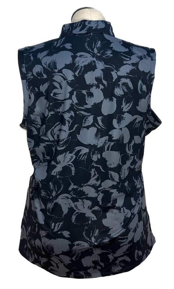 Dunning Women's Navy & Slate Blue Floral Sleeveless Top Size XXL