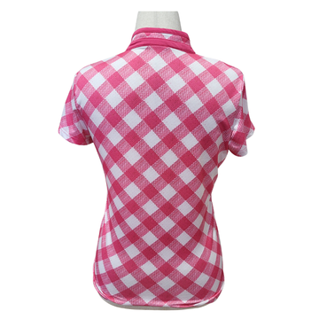 Daily Sports Pink Gingham Mock Polo w/ Logo Size M - 0