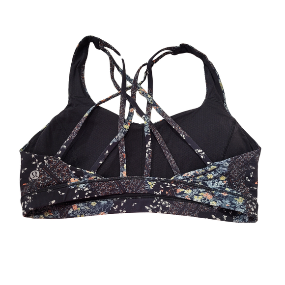 Lululemon Women's Black Bandana Print Sports Bra Size 10