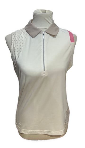 GGBlue luxe sport White & Tan Polka Dots Sleeveless Size S