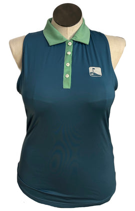 Footjoy Pale Navy & Seafoam Sleeveless Polo Size M