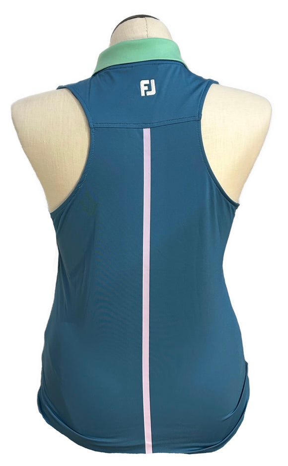 Footjoy Pale Navy & Seafoam Sleeveless Polo Size M