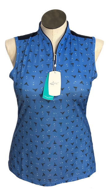 New Greg Norman Sailboat Sleeveless Polo - Cerulean Size L