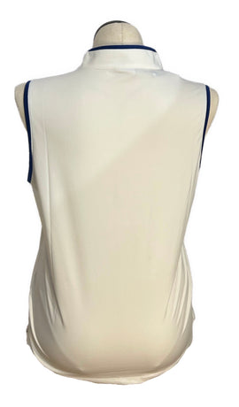 New Birdies & Bows White Sleeveless Polo Navy Accent Size XL - 0