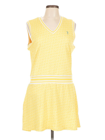 William Murray Yellow Mrtini Print Sleeveless Golf Dress Size L  MSP$125