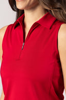 New Golftini Red Sleeveless Zip Golf Polo-2