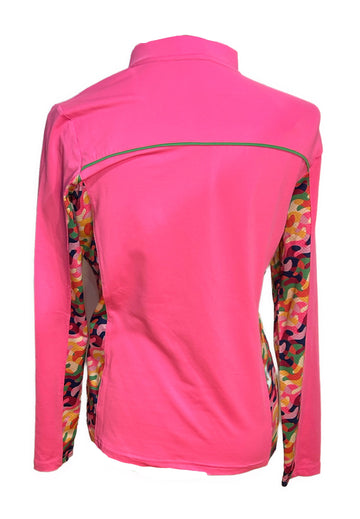 Birdies and Bows Multicolored Camo Hot Pink Sun Shirt Pullover Size S - 0