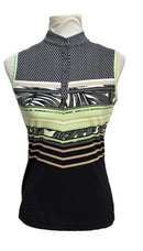 Tail Lime Green, Tan & Black Palms and Stripes Sleeveless Size S-1