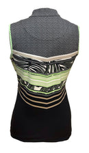 Tail Lime Green, Tan & Black Palms and Stripes Sleeveless Size S-2