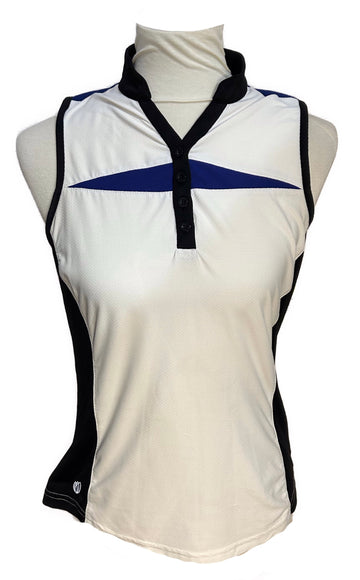 GGBlue luxe sport White, Royal & Black Sleeveless Size S
