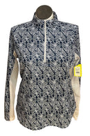 Pebble Beach Navy & White Palm Stamp Sun Shirt Size XL-1