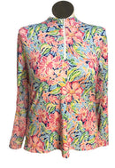 Gottex Pastel & Navy Floral Sun Shirt Size XL-1