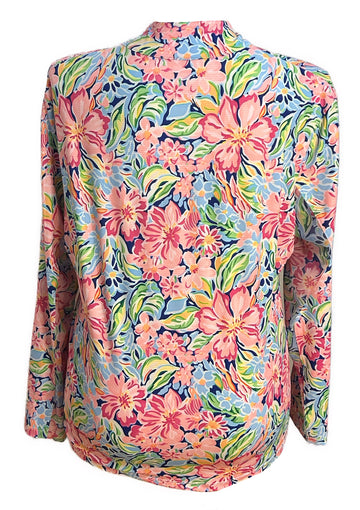 Gottex Pastel & Navy Floral Sun Shirt Size XL - 0