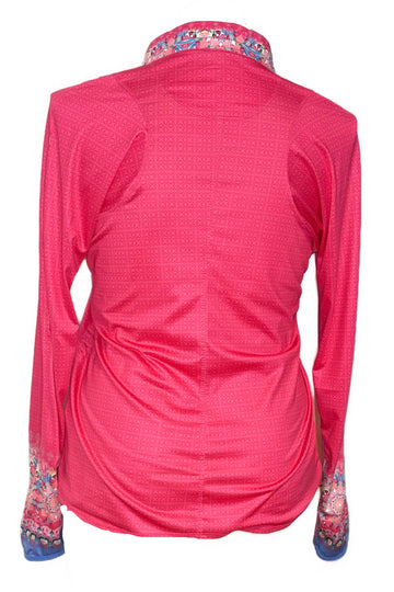 Lucky in Love Pink & Blue Floral Patterned Women's Long Sleeve Size L - 0