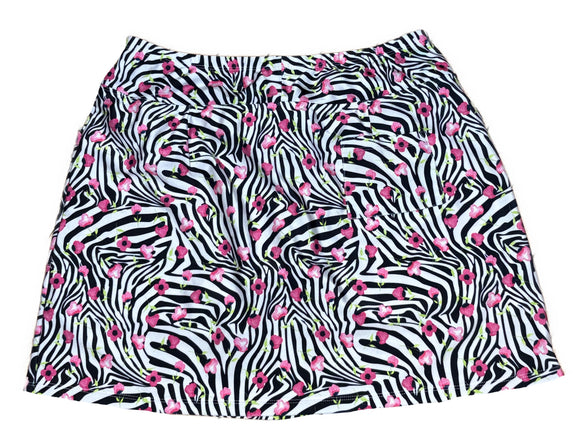 B Skins Women's Zebra & Floral Print Golf Skort Size XL