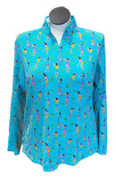 Ibkul Aqua Golfer Girl Print Sun Shirt Size XXL MSP$100-1