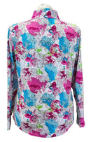 Ibkul Paddy Print Long Sleeve Sun Shirt - Hot Pink Multi MSP $100-2
