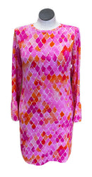 New Ibkul Crew Neck Dress w/ Bell Sleeves - Sriel Pink Size L MSP$118-1