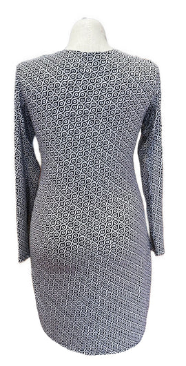 Ibkul Crew V-neck Dress  - Black/White Size L MSP$118 - 0