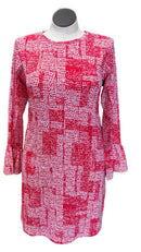 New Ibkul Crew Neck Dress w/ Bell Sleeve - Diane- Watermelon Size L MSP$118-1