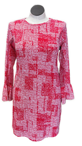 New Ibkul Crew Neck Dress w/ Bell Sleeve - Diane- Watermelon Size L MSP$118