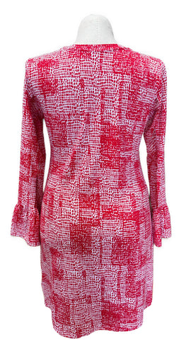 New Ibkul Crew Neck Dress w/ Bell Sleeve - Diane- Watermelon Size L MSP$118 - 0