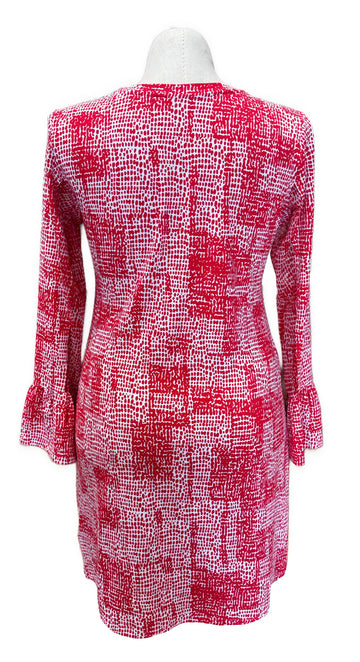 New Ibkul Crew Neck Dress w/ Bell Sleeve - Diane- Watermelon Size L MSP$118 - 0