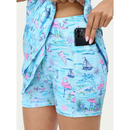 Soneven Stretchy 32" Blue Flamingo Racerback Sleeveless Polo Dress Size S MSP $74-3
