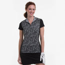 New EP NY Cap Sleeve Scrolling Snakeskin Golf Polo - Black MSP$88-1