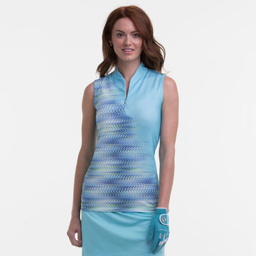 New EP NY Sleeveless Zip Mandarin Collar Golf Polo- Whirlpool MSP$84