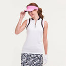 New EP NY Sleeveless Zip Mandarin Collar Golf Polo - White/Black MSP$80-1