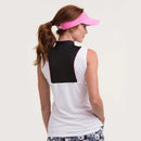 New EP NY Sleeveless Zip Mandarin Collar Golf Polo - White/Black MSP$80-2