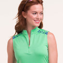 New EP NY Green Sleeveless Zip Mock Golf Polo w/ Ladder Detail MSP$80-2