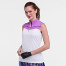 New EP NY Sleeveless Zip Mock Golf Polo w/ Sweetheart Yoke - White/Purple MSP$80-1