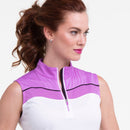 New EP NY Sleeveless Zip Mock Golf Polo w/ Sweetheart Yoke - White/Purple MSP$80-2