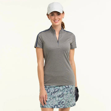 New EP NY Women's Short Sleeve Zip Mock Golf Polo - Gray MSP$84