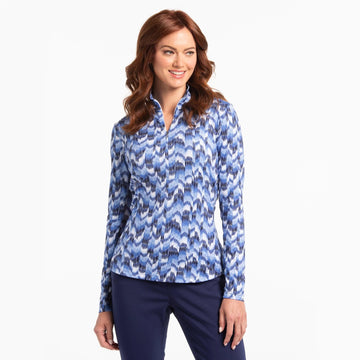 New EP NY Bargelo Print Long Sleeve Zip Golf Polo MSP$97