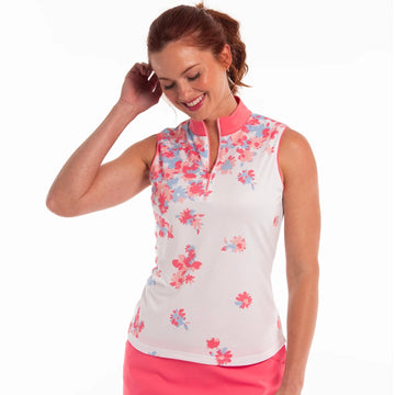 New EP NY Sleeveless Shadow Floral Print Golf Polo MSP$84