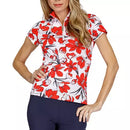 Tail Hester Short Sleeve Top w/ Zip Mock Neck in Crocus Fields Size L MSP$93-1