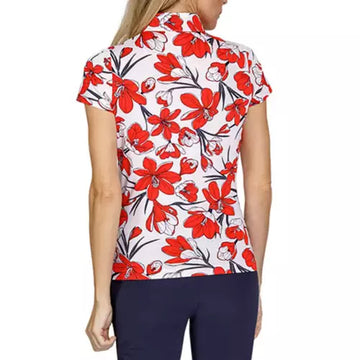 Tail Hester Short Sleeve Top w/ Zip Mock Neck in Crocus Fields Size L MSP$93 - 0