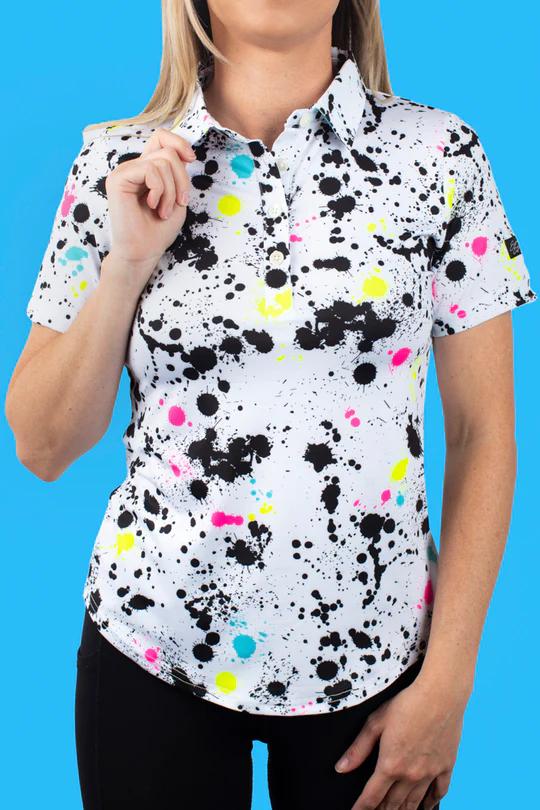 New Sunday Swagger Splatter Short Sleeve Polo Size L