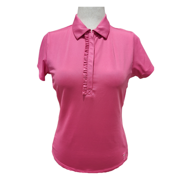 Golftini Pink Polo w/ Ruffle Placket Size M MSP $72