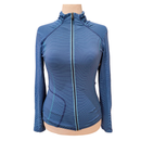 Lole Women's Navy & Blue Striped Full-Zip Lightweight Jacket Size M-1