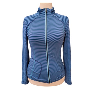 Lole Women's Navy & Blue Striped Full-Zip Lightweight Jacket Size M