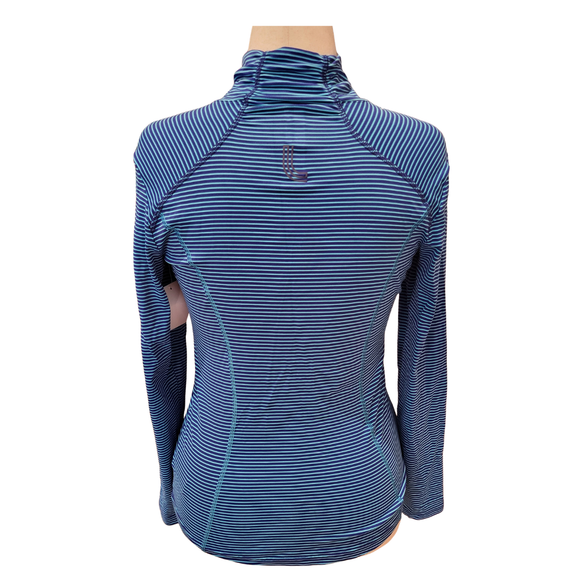 Lole Women's Navy & Blue Striped Full-Zip Lightweight Jacket Size M