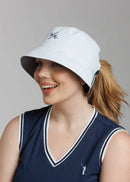 New William Murray Women's White High Ponytail Tech Bucket Hat-1