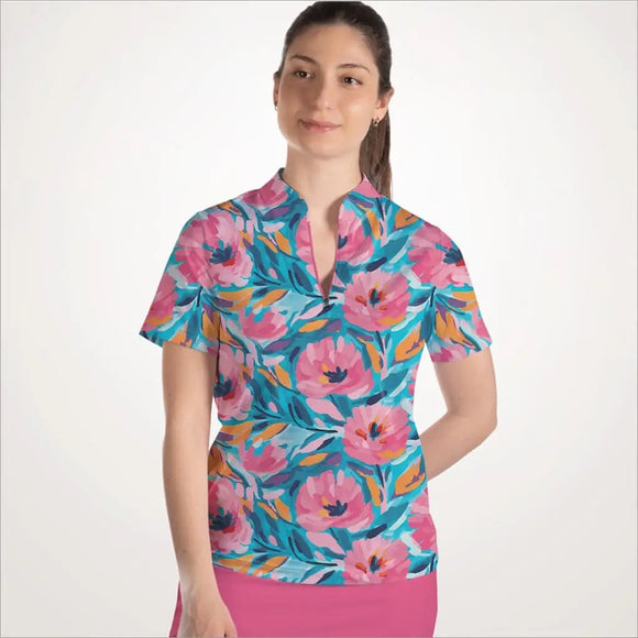 New Skort Obsession Miley's Flower Zip Golf Polo