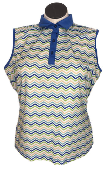 Monterey Club Sleeveless Zig Zag Polo Size XL