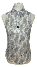 Bad Birdie Gray & Lilac Floral Sleeveless Polo Size S-1