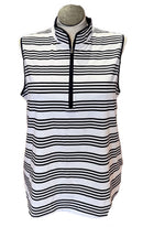 Chico's Navy & White Stripe Sleeveless Mock Top Size XL-1